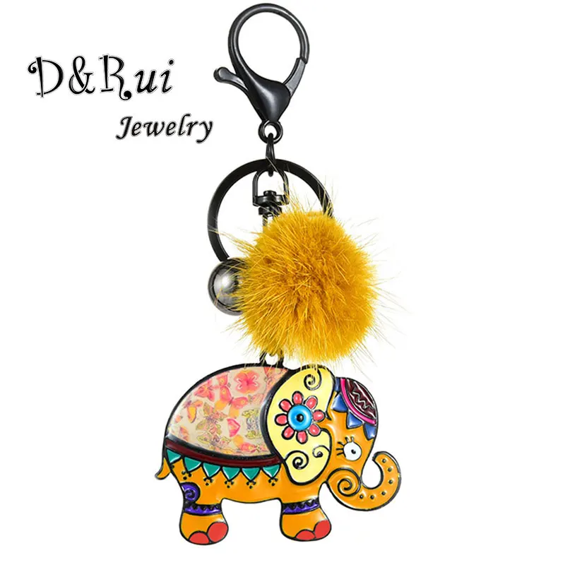 

D&Rui Jewelry New Lucky Elephant Key Chain for Girl Christmas Gift Kid Fashion Metal Animal Key Chains Ring Car Pendant Keyring