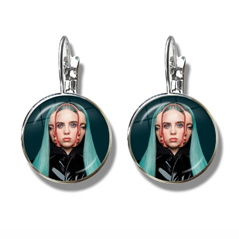 20 Хип-хоп Billie Eilish Серьги Популярная юная певица Харадзюку художественная картина хип-хоп Музыка 16 мм стеклянный купол Bad Guy ювелирные изделия для женщин - Окраска металла: 20
