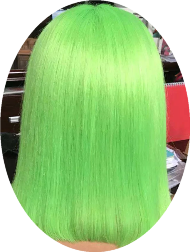 light green Розовый Боб Синтетические волосы на кружеве парики человеческих волос 13X4 предварительно вырезанные 613 светлые голубые, темно-синий, серый, зеленый, красный Парики Для черный Для женщин - Цвет: light green