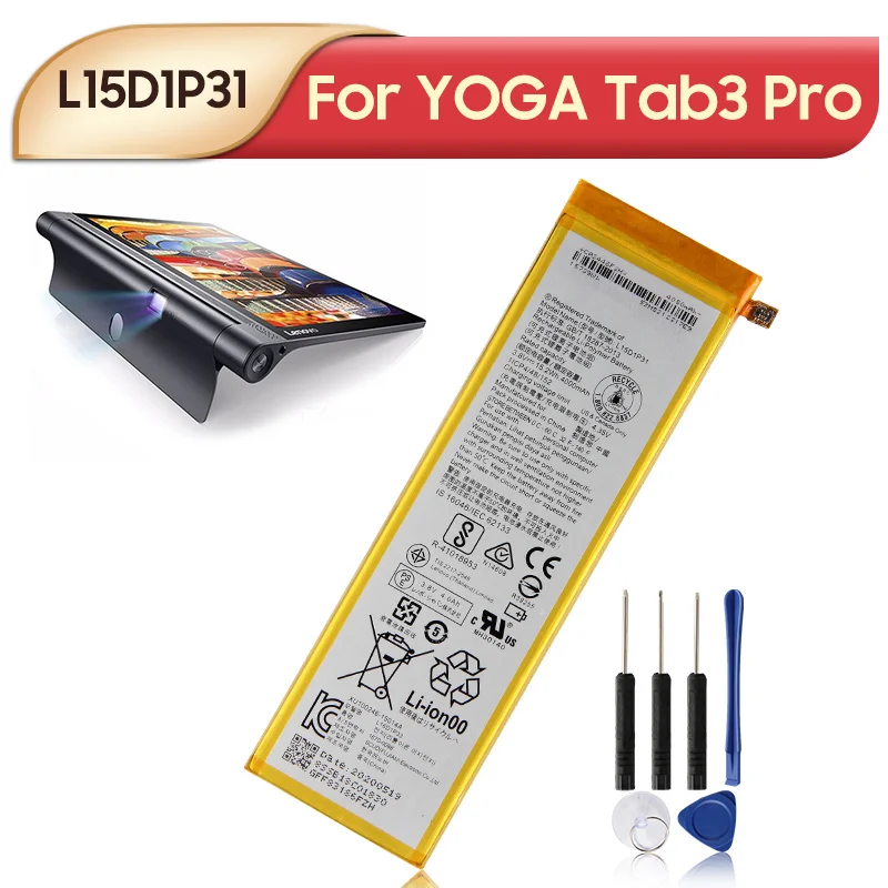 Оригинальный сменный аккумулятор L15D1P31 для планшета Lenovo YOGA Tab3 Pro X5-Z8550, X5-Z8500, 4000 мА · ч