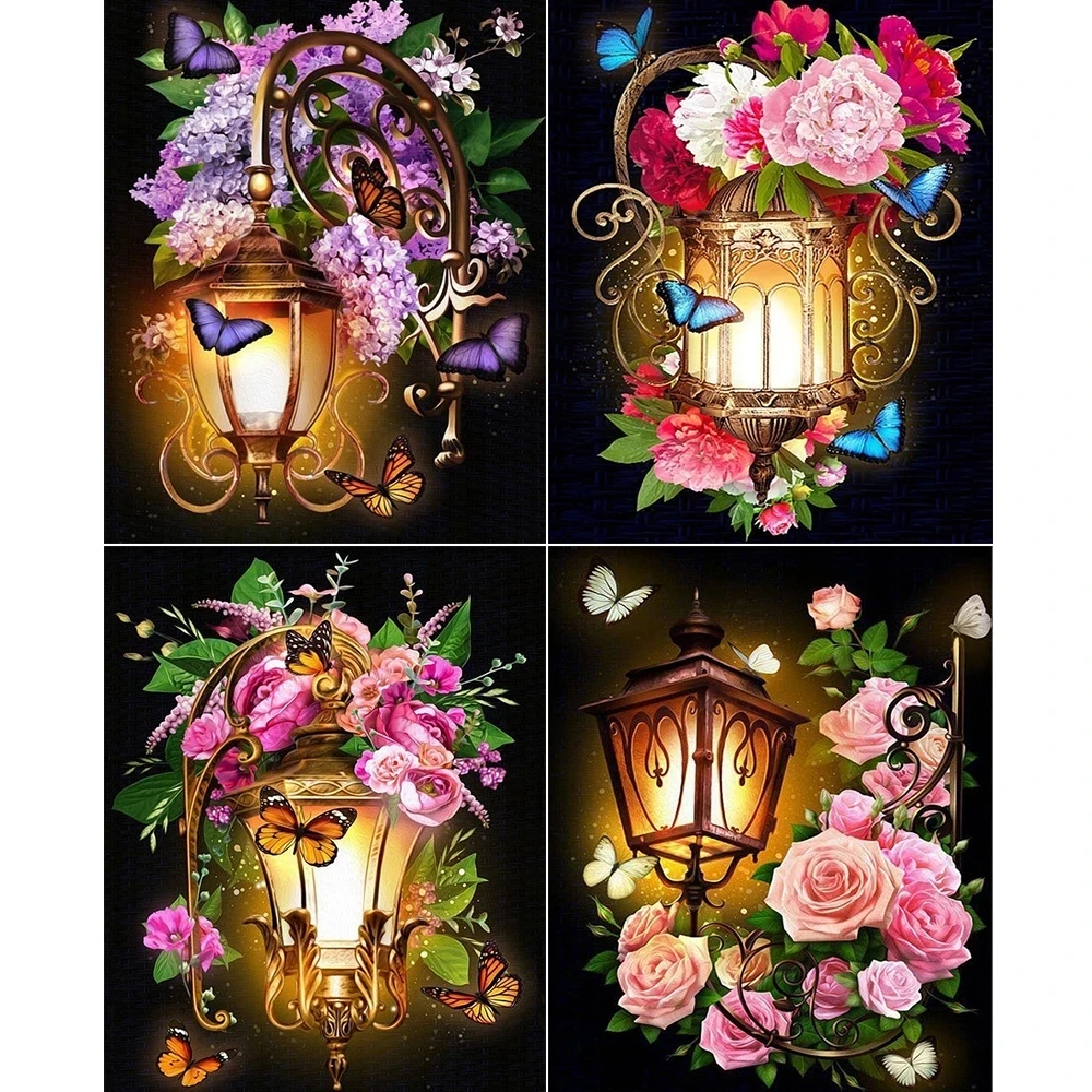 

5d Diy Diamond Painting Flower Full Square / Round Diamond Embroidery Night Light Flower Mosaic Painting Rhinestone Decoration