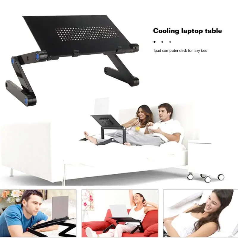  Cooling Laptop Computer Table Bed Aluminum Alloy Foldable Computer Desk iPad Desk Lazy Aluminum Fol