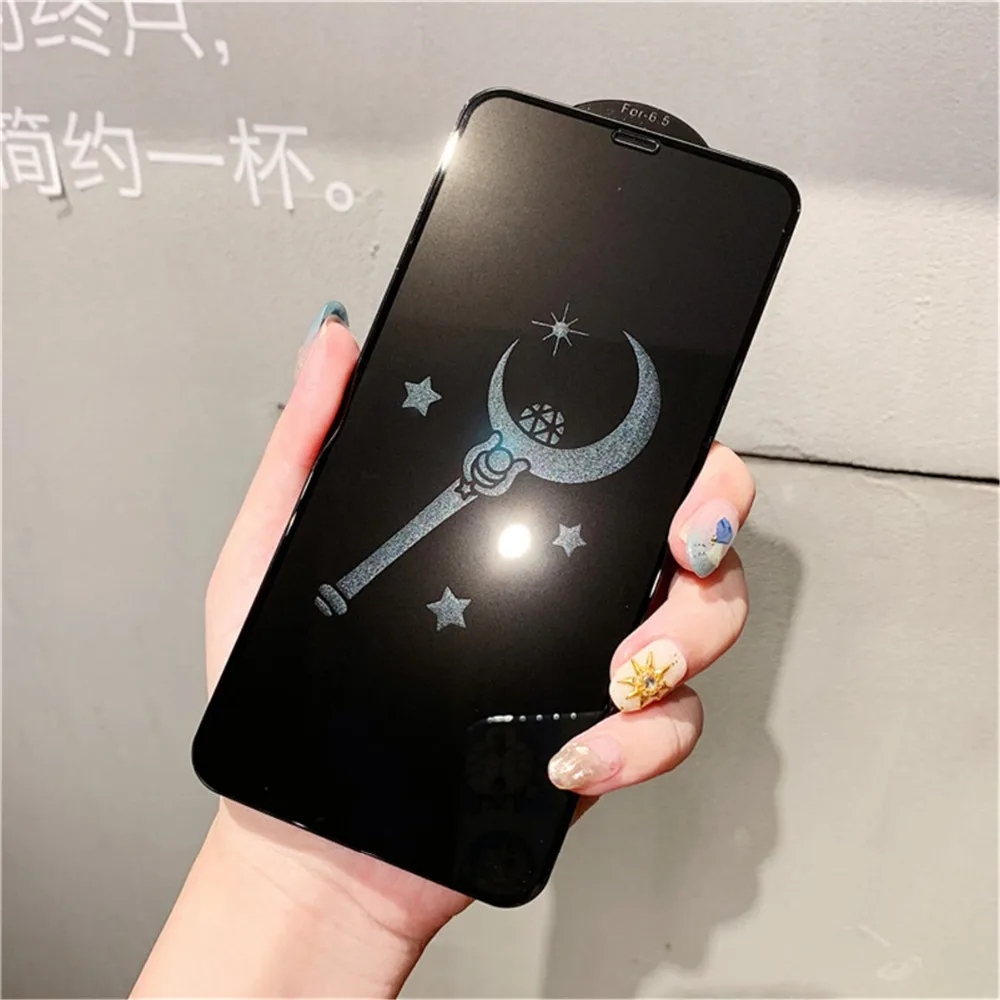Блестящий Невидимый мультфильм Сейлор Мун Единорог 6D полный экран Закаленное стекло пленка для iPhone 11 Pro MAX X XR Xs MAX 6 6s 7 8 Plus