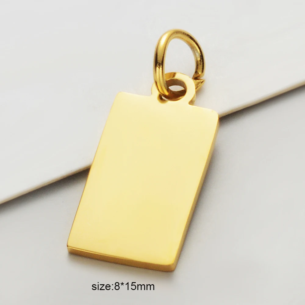 30pcs/Lot Stainless Steel Mirror Polish Rectangle Geometric Charms Pendants for DIY Jewelry Making Necklace Wholesale