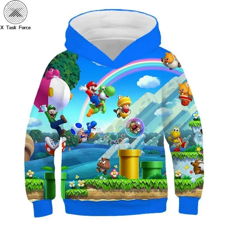 Серия Mario Консоли 3D игры принты милые модные толстовки с капюшоном для мальчиков и девочек Harajuku Хип Хоп X Task Force Прямая поставка