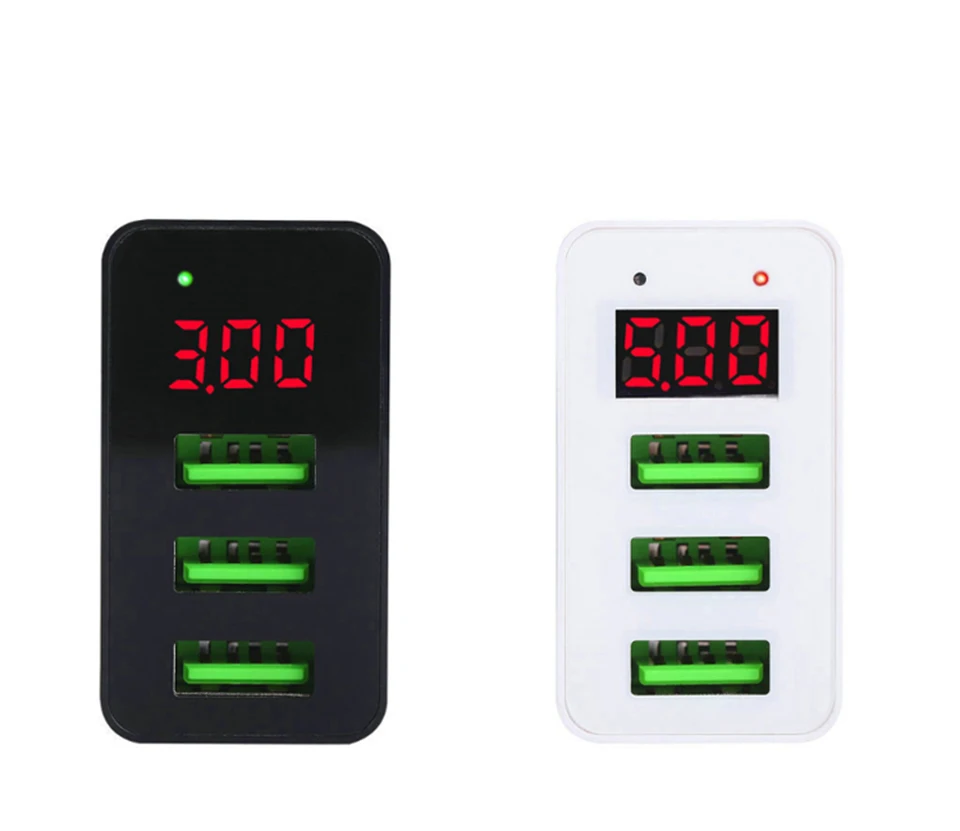3 USB зарядное устройство для телефона, зарядное устройство для мобильного телефона, светодиодный дисплей, макс. 3 А, настенное зарядное устройство для ЕС и США, для samsung S8, Xiaomi 9, зарядное устройство, USB адаптеры