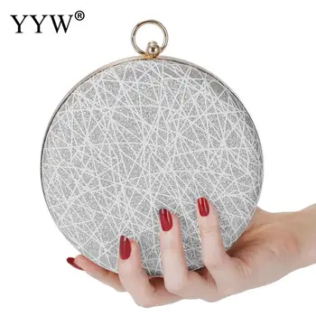 

YYW Round Clutch Bag Geometric Pattern Cute Handbag Female Fashion Silver Girl Mini Purse Small Handbag Evening Party Clutch2019