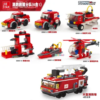 

City Fire Truck Station Model Building Blocks Sets Toys For Children Construction Firefighter man Helicopter Creative DIY Gift