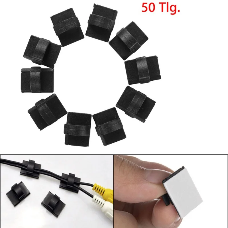 

50PCS Cable Wall Clips Self Adhesive Backed Wire Management Cord Holder for Car Office Desk Accessories Home Nightstand