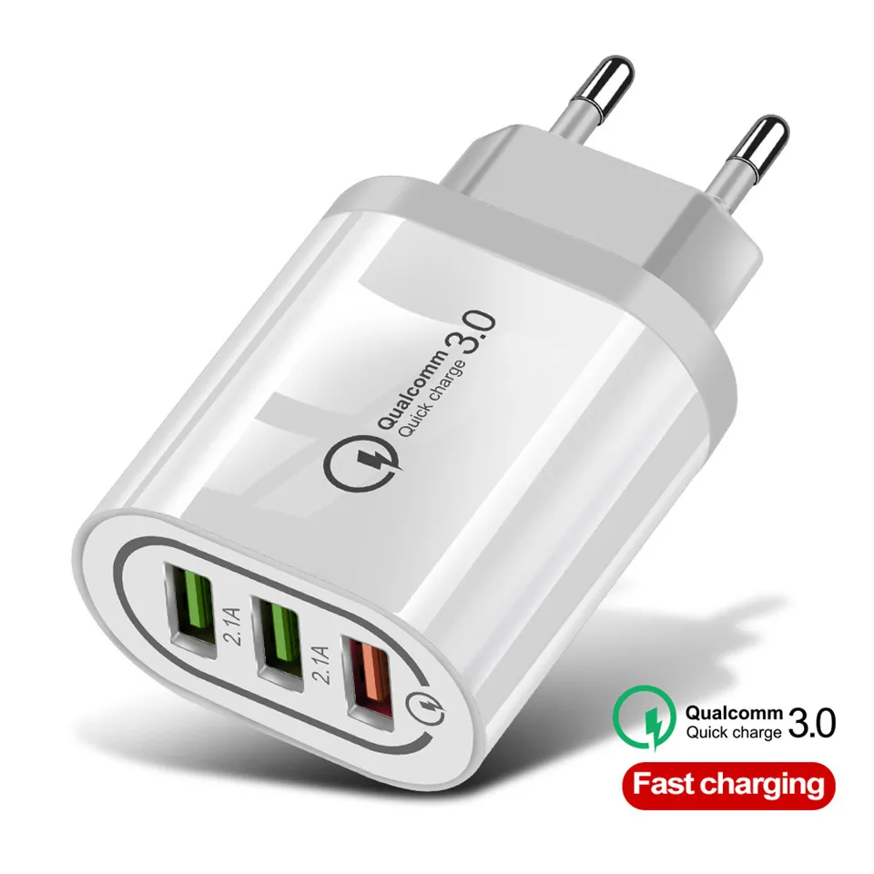 

EU/US 5V/3A Fast Charger Quick Charge QC 3.0 3 Port USB Charger for iPhone Huawei Xiaomi Portable Phone Charger Charging Adapter