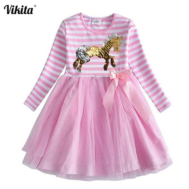 US $7.90 VIKITA Girl Flower Dresses Children Clothing Kids Princess Dress Girls Floral Vestidos Long Sleeve 