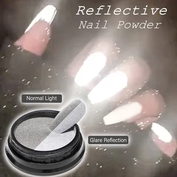

1Box Reflective Nail Glitter Powder Shiny Dust Glow In The Dark For Bar Disco Sparkling Pigment Fluorescent Nail Art Decorations