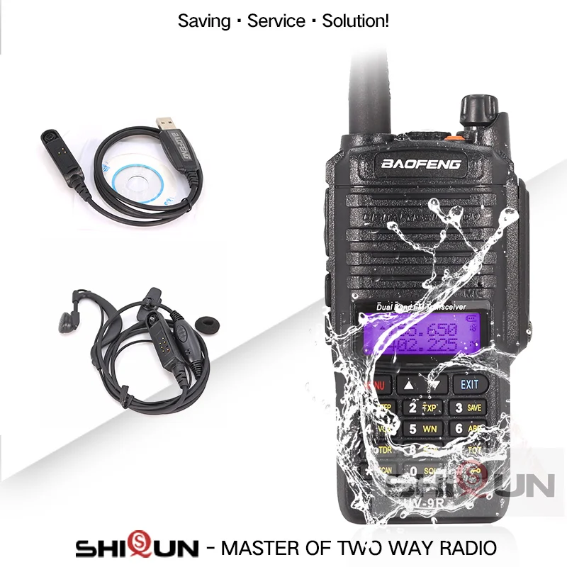 Baofeng UV-9R Plus IP67 Waterproof Dual Band 136-174/400-520MHz Ham Radio 10KM Baofeng 8W Walkie Talkie 10 KM UV 9R UV-82 UV-XR - Цвет: Add Headset-cable