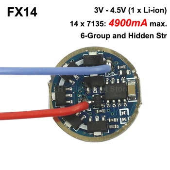 

FX14 7135 x 14 22mm 1-cell 4900mA 6 Group 1 to 8-Mode Flashlight Driver Board (1 pc)