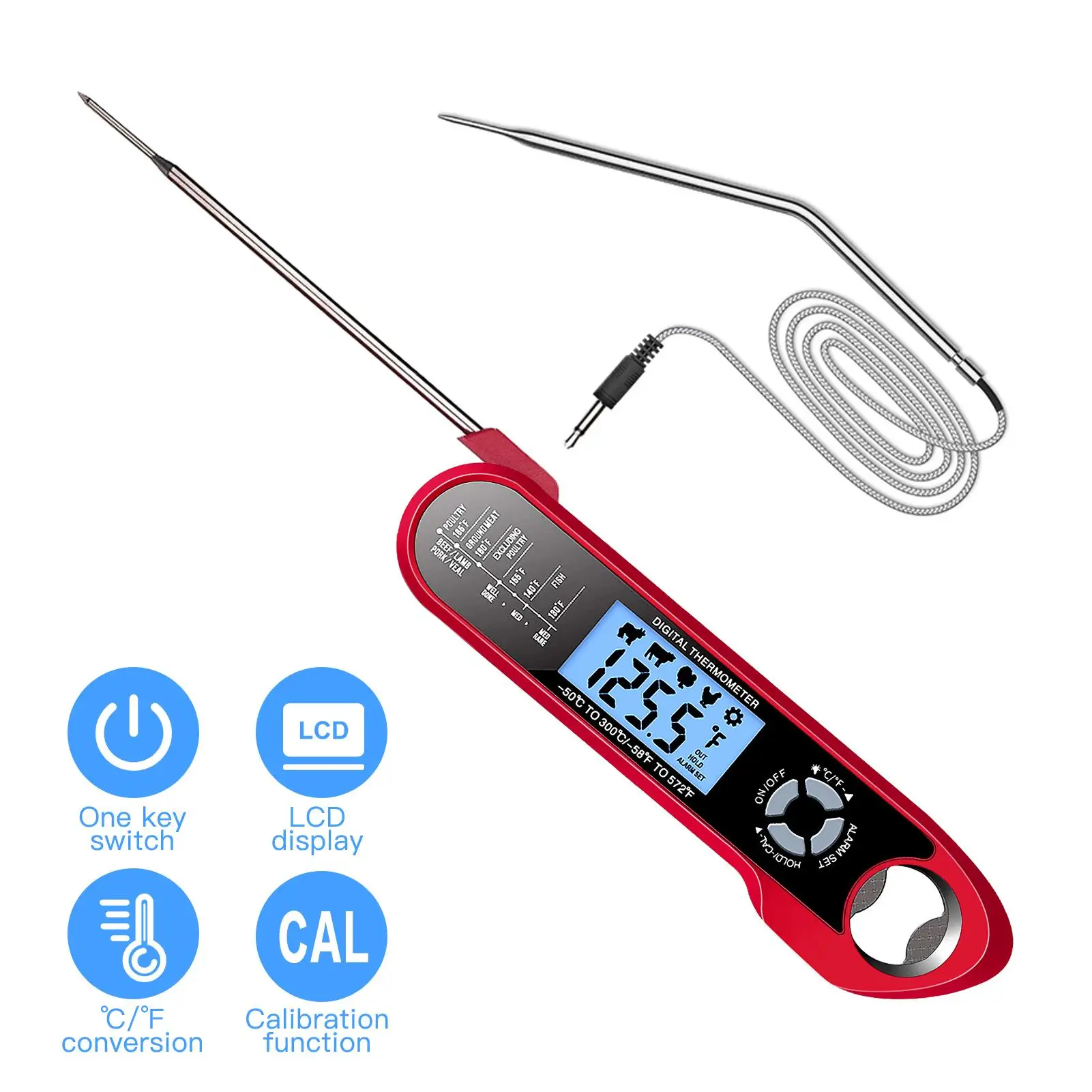 Oven Safe Leave In Meat Thermometer Instant Read, 2 In 1 Dual