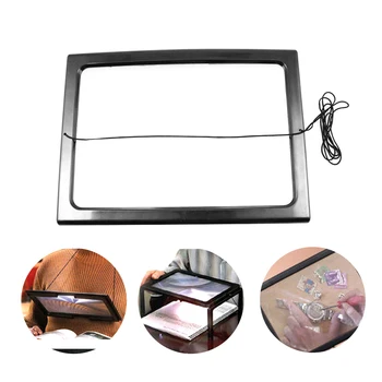 

1pc Portable Magnifier A4 Full Page Large Magnifier 3X Foldable Magnifying Glass Loupe Hands Free for Reading LED Lights