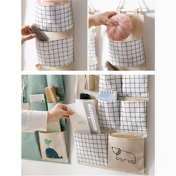 

New Practical 3/7 Pockets Cotton Fabric Linen Wall Door Closet Wall Hanging Storage Bag Organizer Toys Container Decor Pocket Po