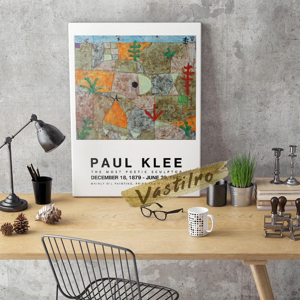 PAUL KLEE Temple Gardens, Palm - Tree - Garden Abstracte kunst, oude moderne kunst, kleurenschilderkunst, canvas schilderijontwerp, afdrukken cadeau - België