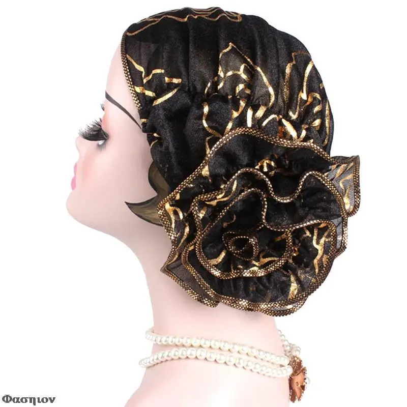 Muslim Fashion Women's Hijabs Headscarf Pile Heap Cap Women Able Caps Islamic Bronzing Flower Turban Hat muslim headwear head scarf hijab headscarf hijab hats female head wraps prayer hats unisex turban hat prayer cap