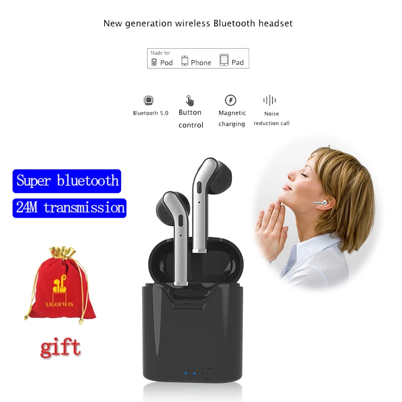 

H17T Bluetooth5.0 Wireless Earphone TWS Earbuds BT5.0 Hi-Fi Stereo Sound Headset Mini Earphone with Charging Case for Smartphone