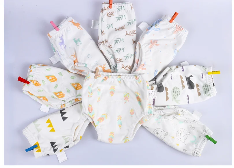2 шт./Партия Детские трусики для тренировок хлопковые детские подгузники многоразовые стираемые тканевые подгузники водонепроницаемые подгузники для новорожденных