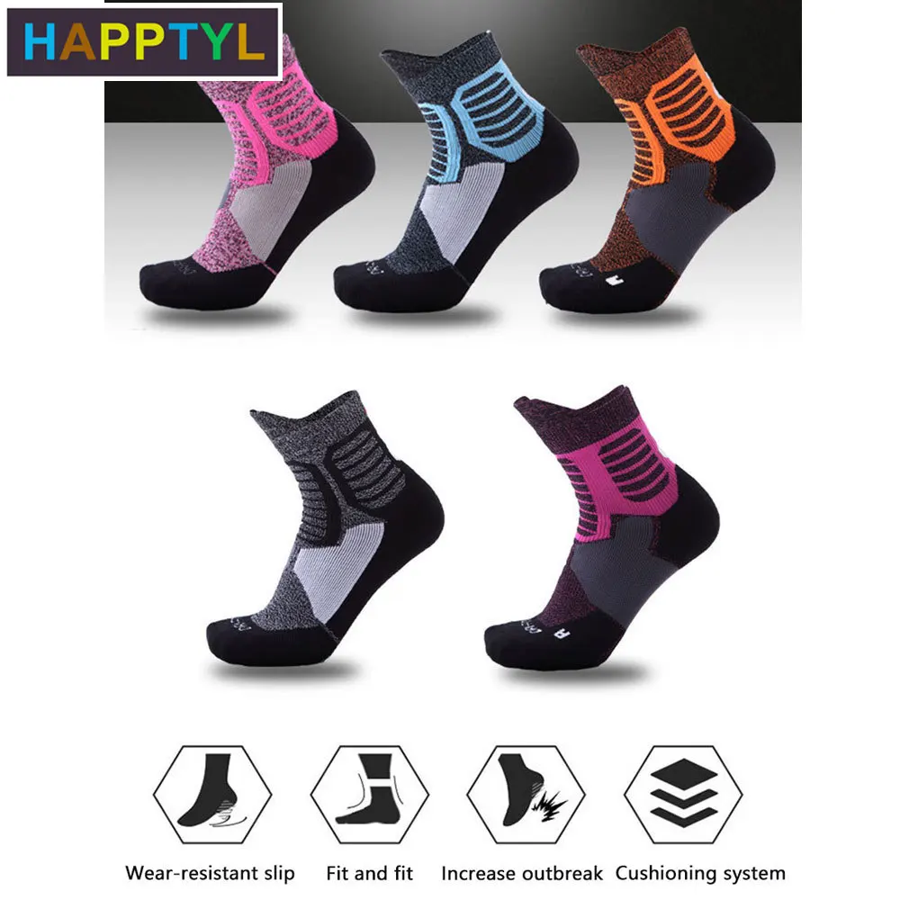 HAPPTYL 1Pair Men's Athletic Cushion Ankle Sock Performance Cotton Compression Sport Basketball Arch Support Socks