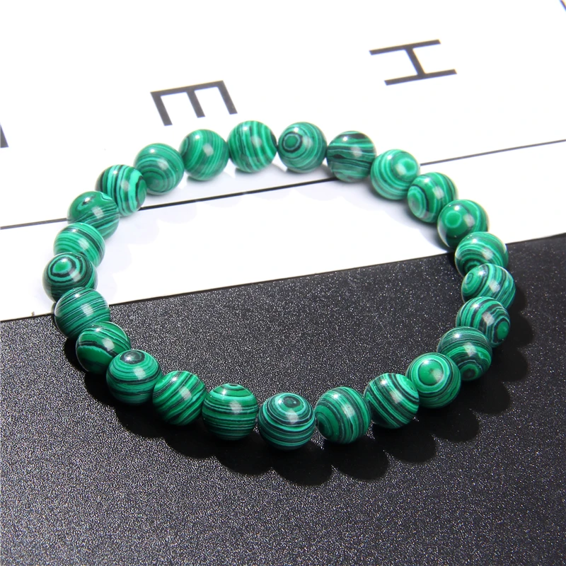 Handmade Natural Stone African Stone Beads Bracelet Men Yoga Mala Jewelry Green Moss Agates Beaded Bracelet for Women Men