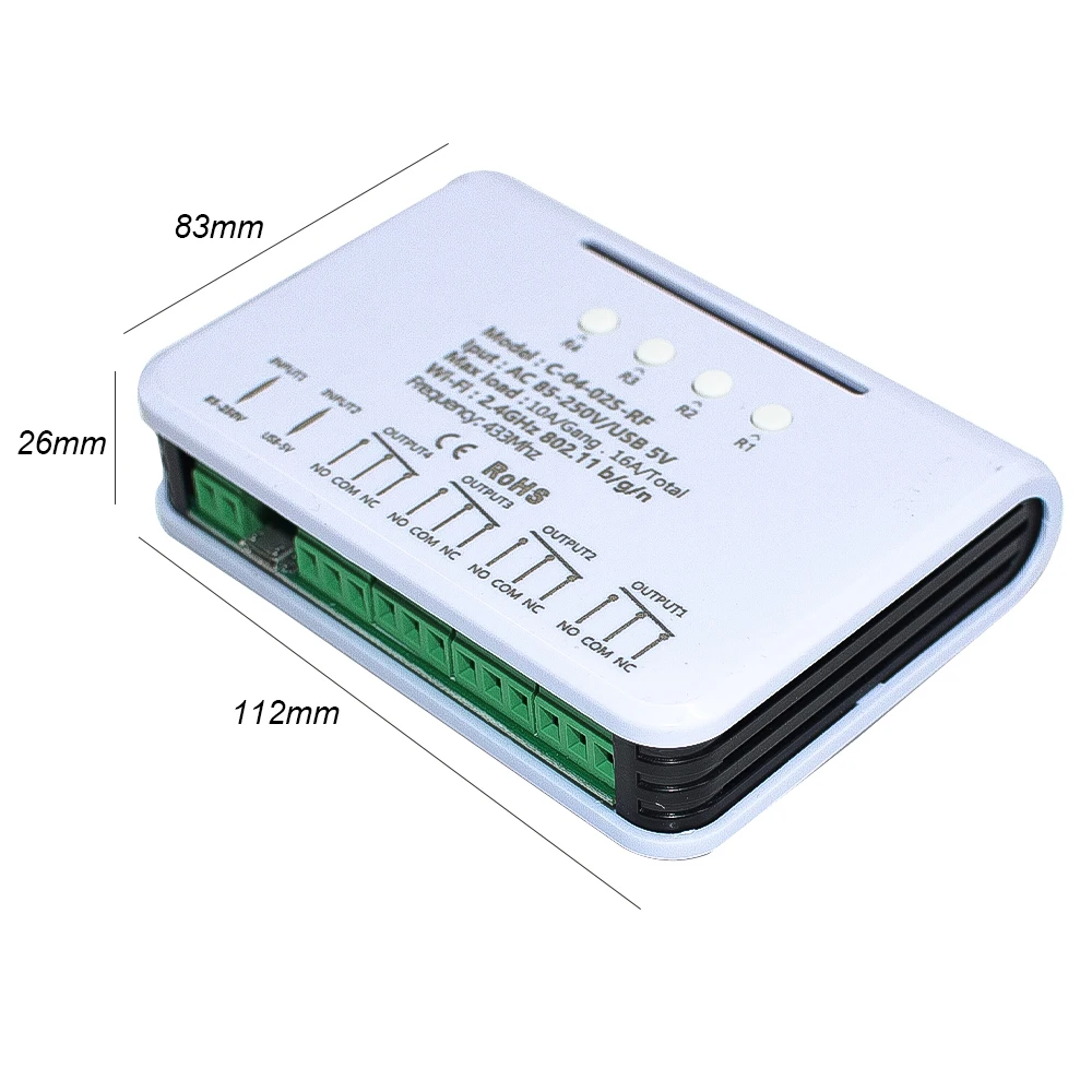 

4CH Smart Ewelink WiFi Switch Module With Shell 7-32V 85-250V 12A Relay RF Remote Control Smart Timer Alexa Google Home