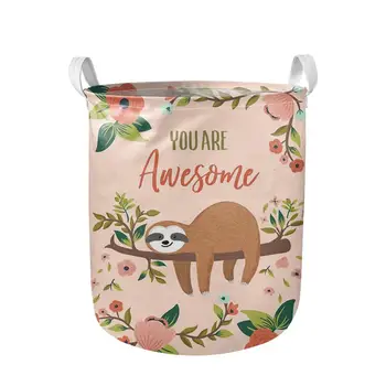

Large Storage Basket Collapsible Round Storage Bin Sloth Pattern Laundry Hamper/Bathroom/Home Decor/Baby Hamper/Boxes/Baby Cloth