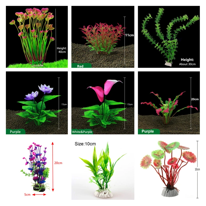 Аквариумные искусственные растения, украшение аквариума, озеленение, фиолетовая вода, трава, украшения с лотосом, водные цветы, водоросли, растение, Декор