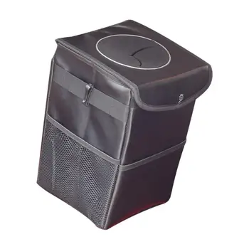 

Car Trash Can with Lid and Storage Pockets Leak-Proof Car Organizer