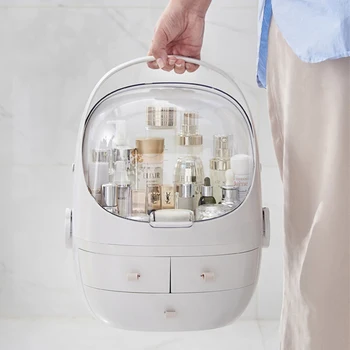 

Plastic Makeup Storage Box Portable Cosmetic Organizer Large Make Up Container Bathroom Storage Case Desktop Sundry