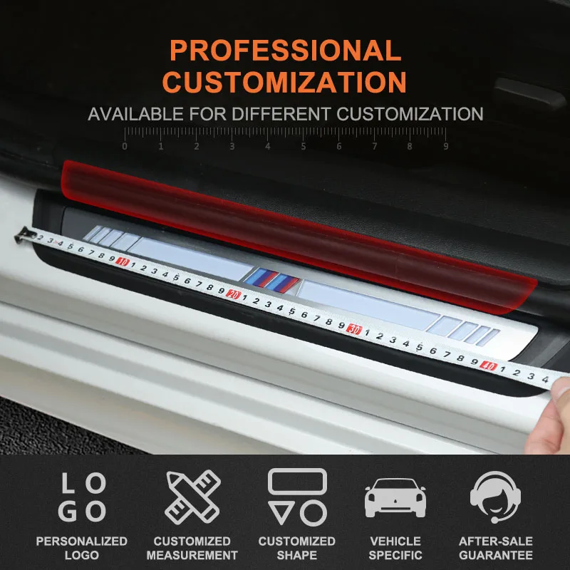 Customized Fit for Any Car Model Acrylic Car Door Sill Door Scuff Plate Trim Cover Sticker Welcome Light Car Styling Accessories