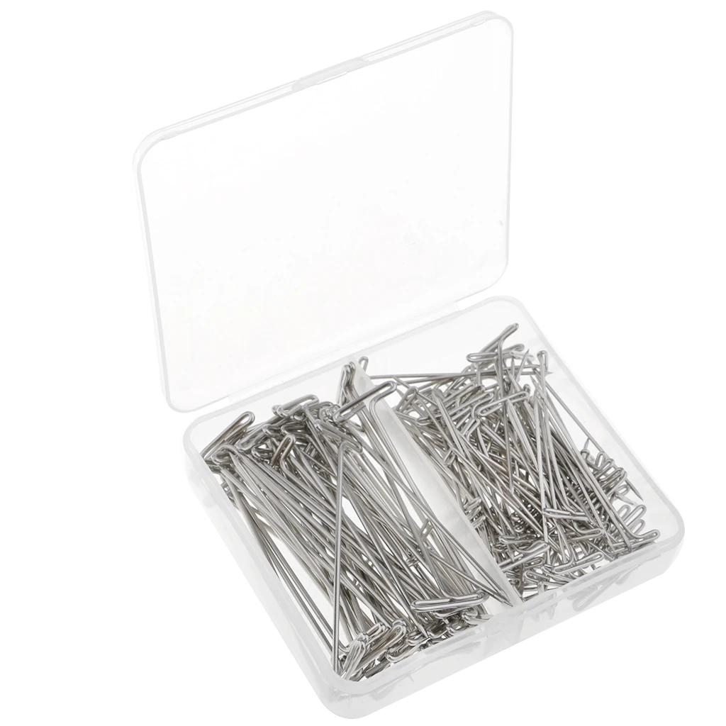 150 Pack Wig T-Pins 2 Inch with Plastic Box, Silver, Get for Pinning Knitting for Blocking