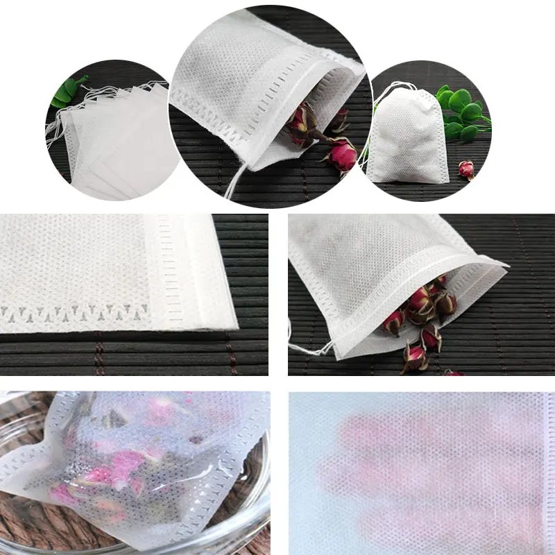 

250pcs/Lot Teabags Empty Scented Tea Bags With Strings Seal Filter Reusable Tea Bag For Herb Spice Loose Coffee Pouches Tools