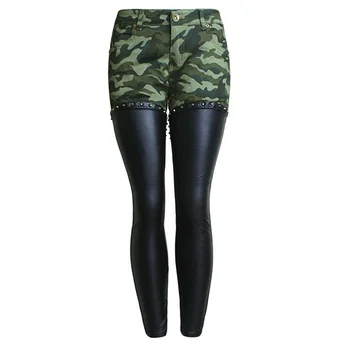 

Plus Size Faux Leather Pants Women High Waist Camouflage Print Skinny Pencil Pant Autumn Long PU Leather Trouser Pantalon Mujer