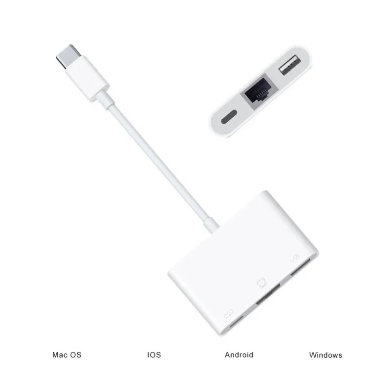 OTG Тип C до USB RJ45 концентратор 10/100 Мбит/с адаптер высокое Скорость быстрой зарядки