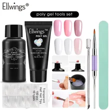 Ellwings 11 шт. 6 цветов поли гель лак для ногтей УФ гель Кристалл Желе Быстрый конструктор расширение пальцев камуфляж инструмент для росписи ногтей