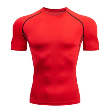 

Men Short Sleeve Tight T Shirt Gym Sport Running Jogging Compression Mens Bodybuilding Tops Elastic Quick Dry Training Tshirt
