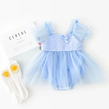 

2020 New Summer Newborn Baby Rompers Sisters Girls Toddler Cute Princess Clothes Mesh Lace Sunsuit Beach Children Dress Outfits