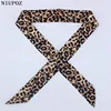 Bufanda para la cabeza con asas y diseño de leopardo de seda de emulación, 100 colores, lujosa cinta para atar el cabello ► Foto 2/5