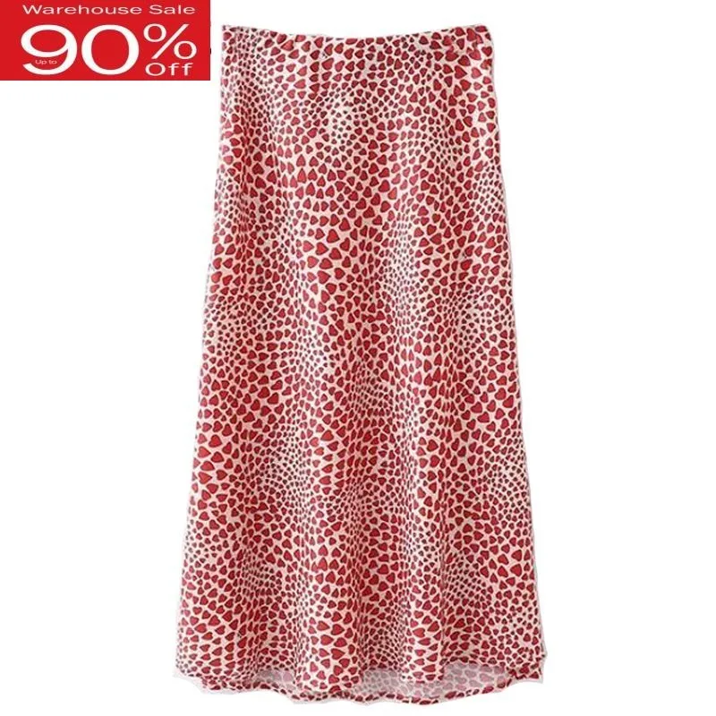 Женская элегантная Розовая атласная юбка миди-юбка с высокой талией и