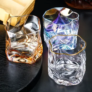 

Ceative Design Whisky Glass 280ml Crystal Glass Irregular Shape Cocktail Brandy Tequila Rum Vodka Spirit Sake Glass Wine Cup