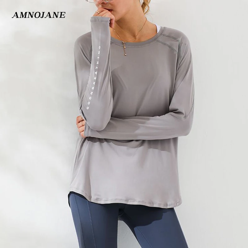 sports t shirt sports shirt yoga top yoga shirt Sport Top Fitness Long Sleeve Running Shirt Women Blouse Gym Loose Plus Size Workout Tops Yoga Shirts Jacket Excercise Clothes