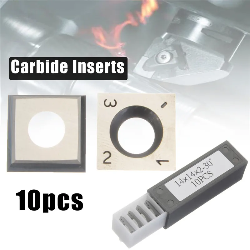 

10Pcs Wood Turning Carbide Insert Blades Milling 30 Degree Lathe Chisel Replacement Blade 14x14x2mm