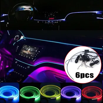 

6x RGB LED Fiber Optic Car Interior Decor Neon Light Strip Lamp 8m APP Control Less Heat Dissipation Low Power Consumption
