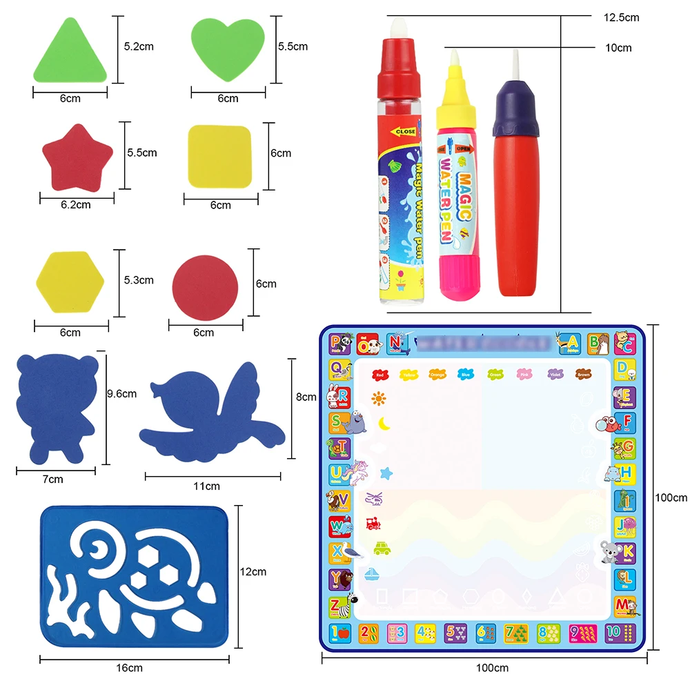 8 Types Magic Water Drawing Mat & Pen Writing Doodle Board Coloring Books Painting Tools Educational Toys Children Gift for Kids