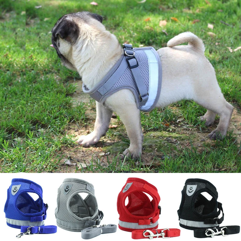Reflective Dog Harness Leash Set Cat Dog Harnesses Vest Nylon