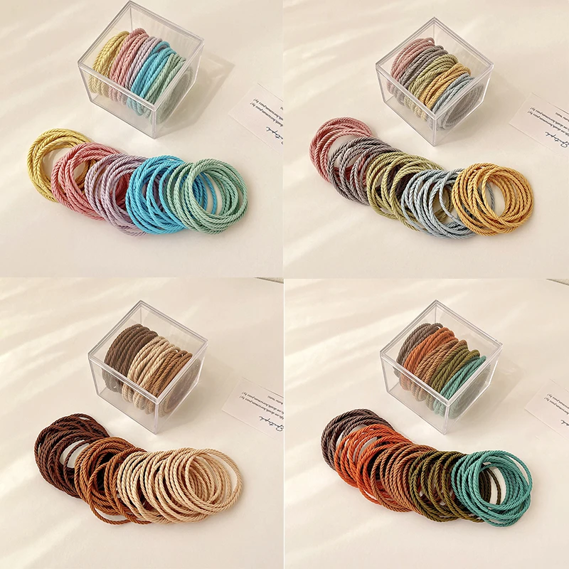 10/50/100 Pcs/Set Women Girls Colors Soft Scrunchies Elastic Hair Band Lady Lovely Solid Rubber Bands Female Hair Accessories