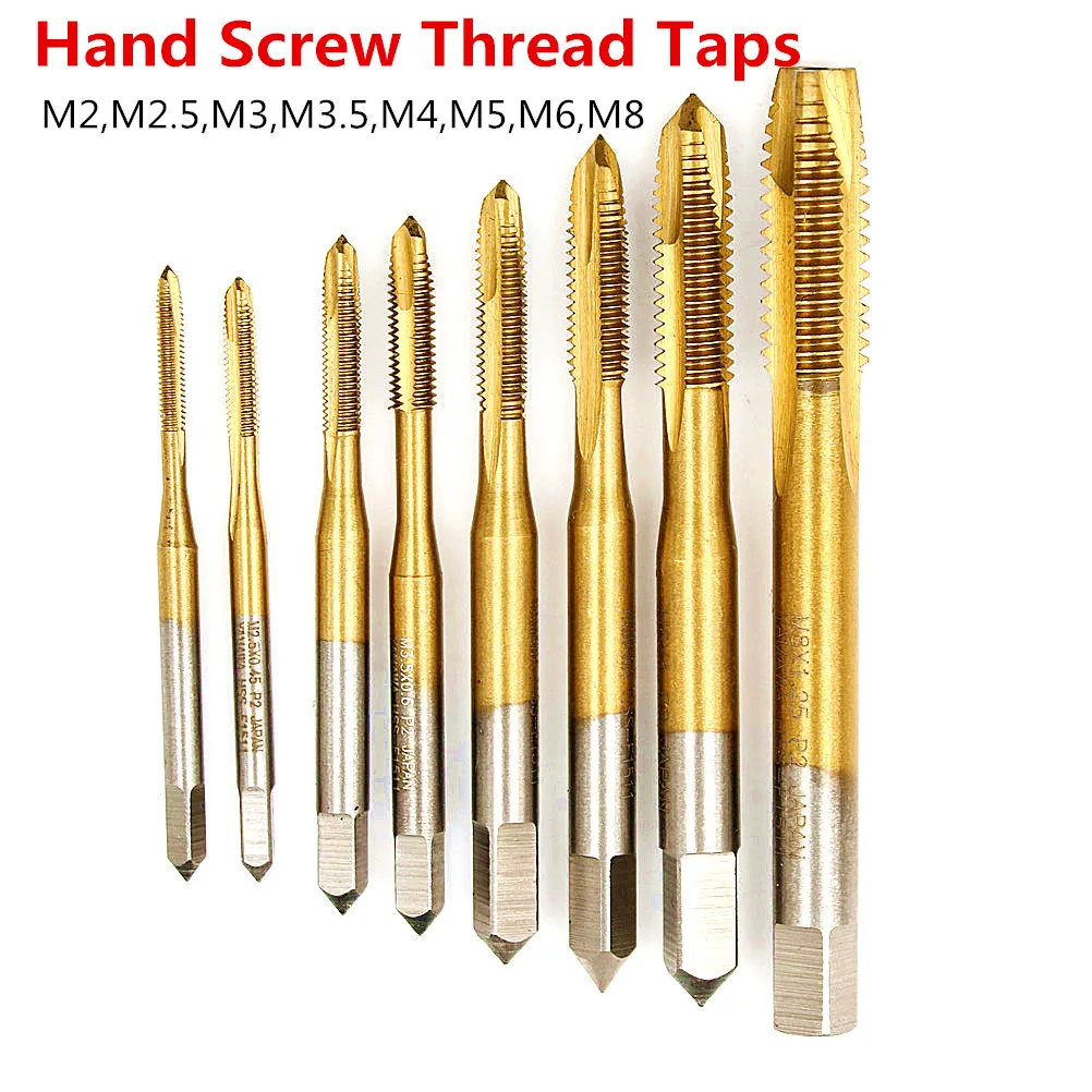 HOT! Hand Tap Drill Bits Screw Spiral Point Thread Metalworking Hex Shank Machine Taps Kit M2/M2.5/M3/M3.5/M4/M5/M6/M8